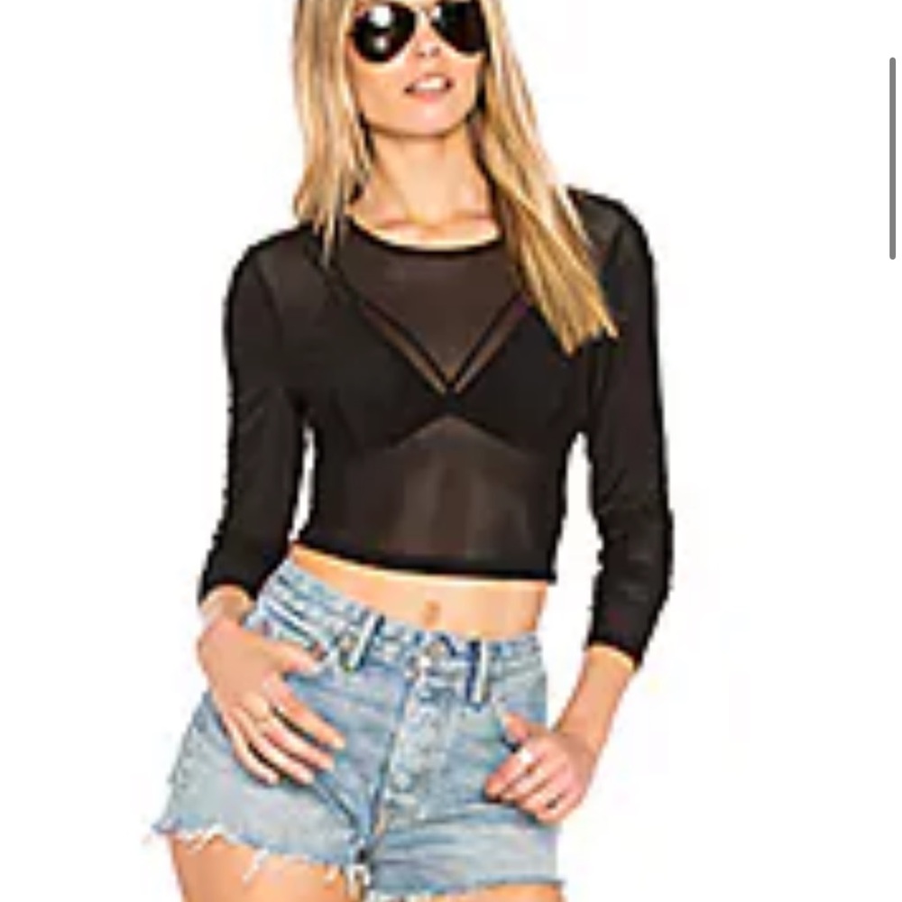 Black Sheer Mesh Crop Top